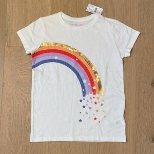 NWT Crewcuts Girls White Short Sleeve Tee w/ Rainbow & Star Graphic size 8-9 (m)